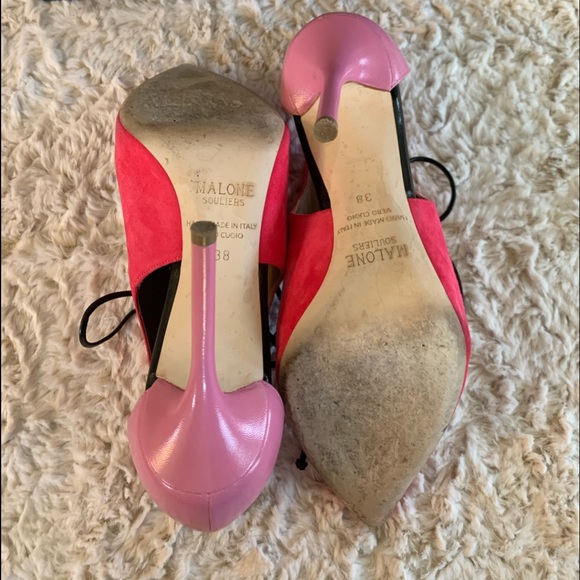 Malone Souliers MONTANA Lace-Up pink suede pumps - Picture 5 of 6